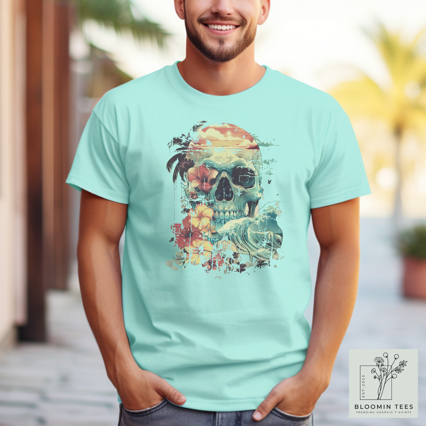 Men's Vintage Beach Skull