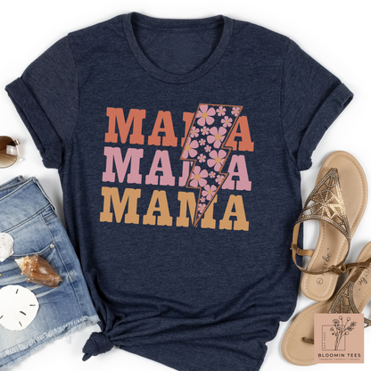 Mama Floral Lightning Bolt Comfort Colors Tee, Not Your Average Mama T-shirt, Mother's Day Tee, Retro Mama Shirt, Motherhood tee, Mom Life