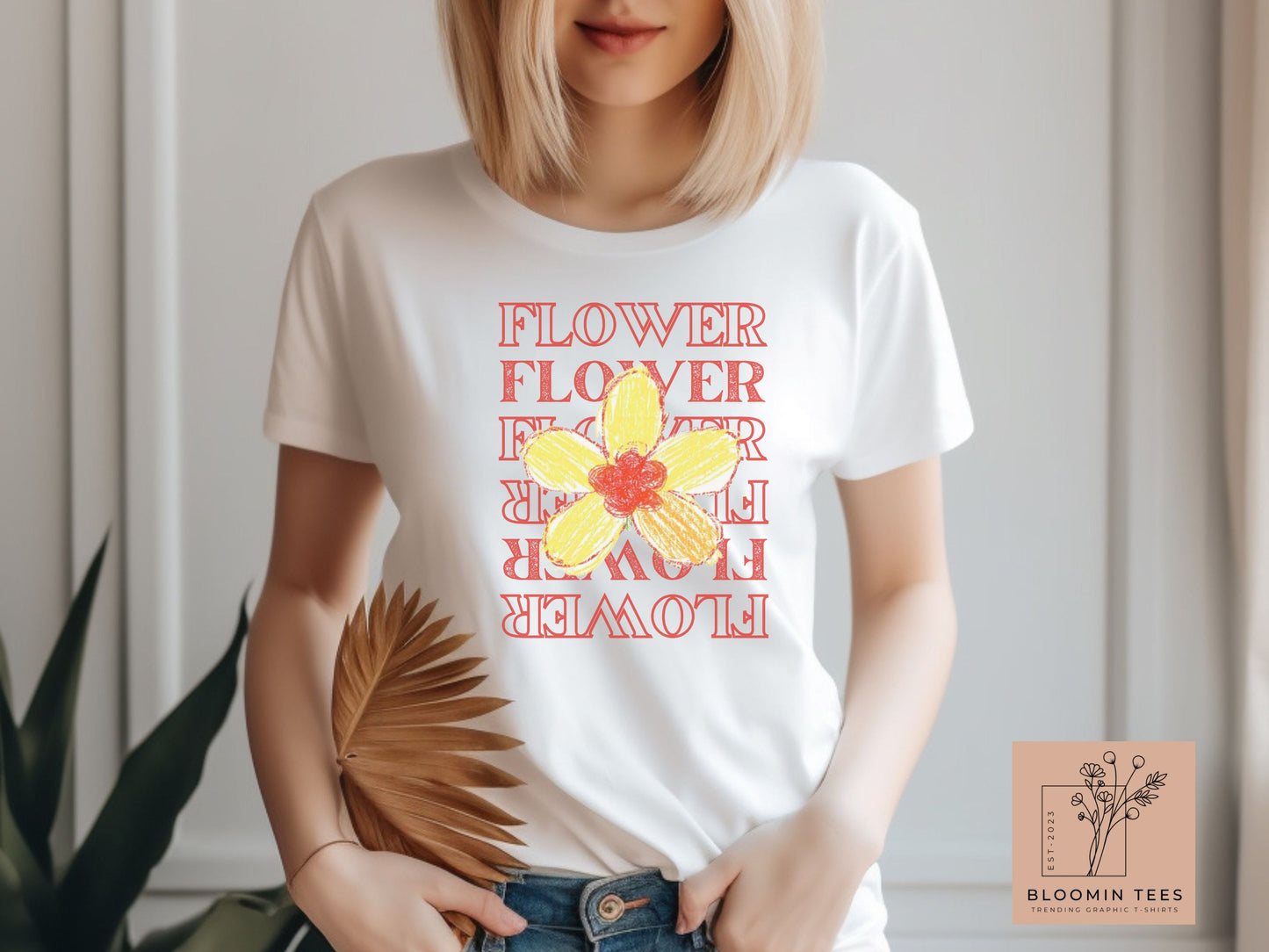 Trendy Flower Graphic T-shirt, Vintage Wording shirt, Fun Flower Tee, Hand-Drawn Flower, Boho Graphic Top, Women's Floral Tee, Crewneck Top