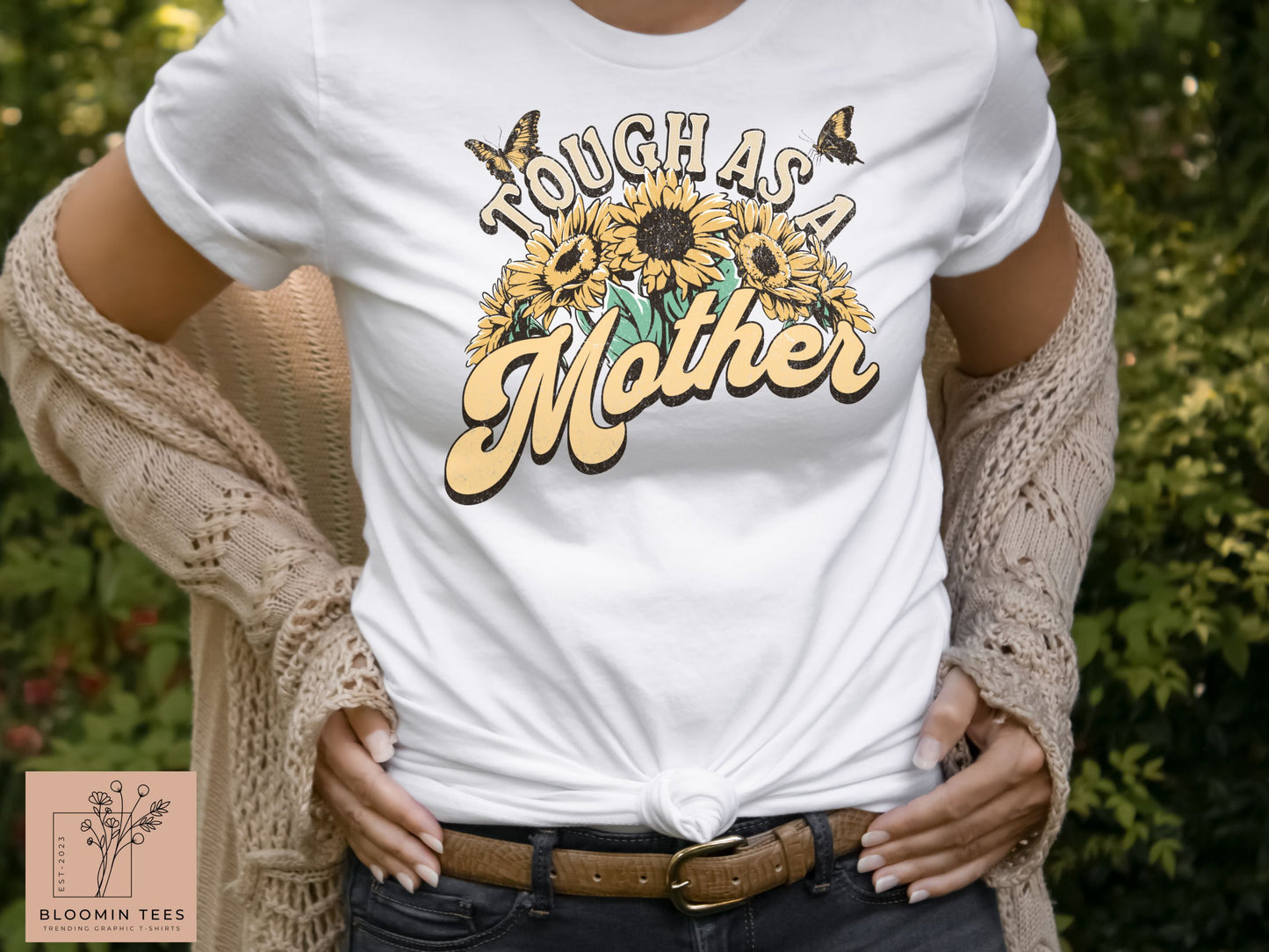 Tough as a Mother Floral Tee, Sunflower Graphic T-Shirt, Gift For Mom, Mother's Day Shirt