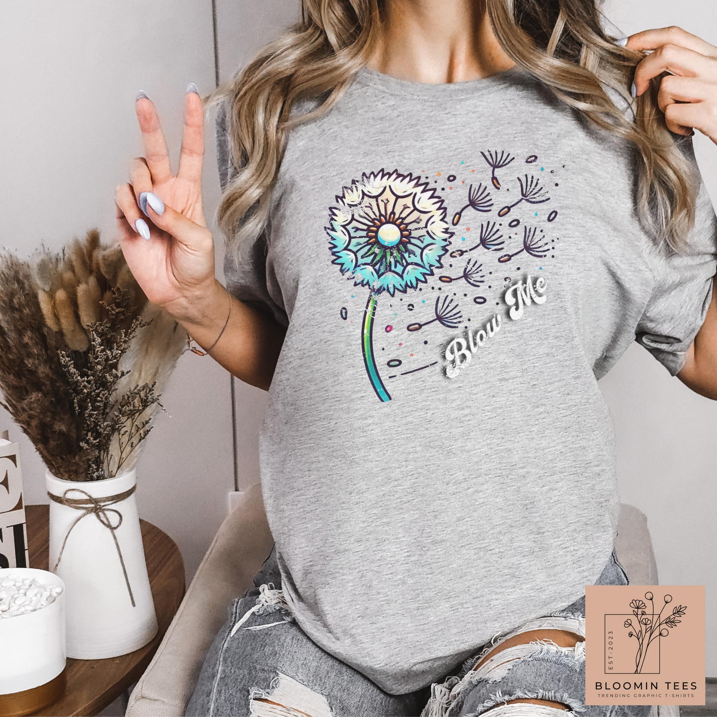 Blow Me T-Shirt with Whimsical Dandelion Wishes