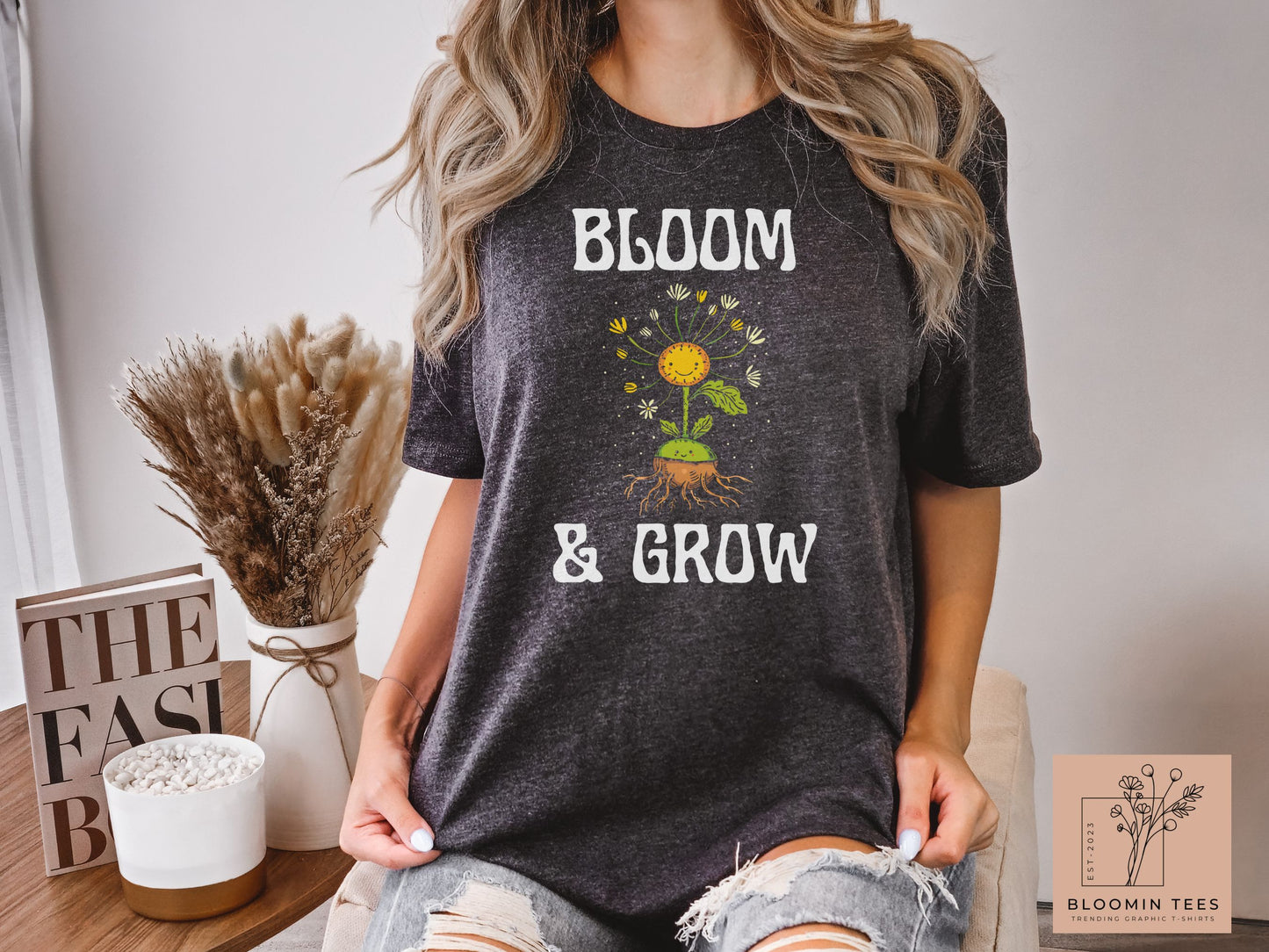 Bloom & Grow Yellow Flower Gift for Her, Cute Cartoon Flower Shirt