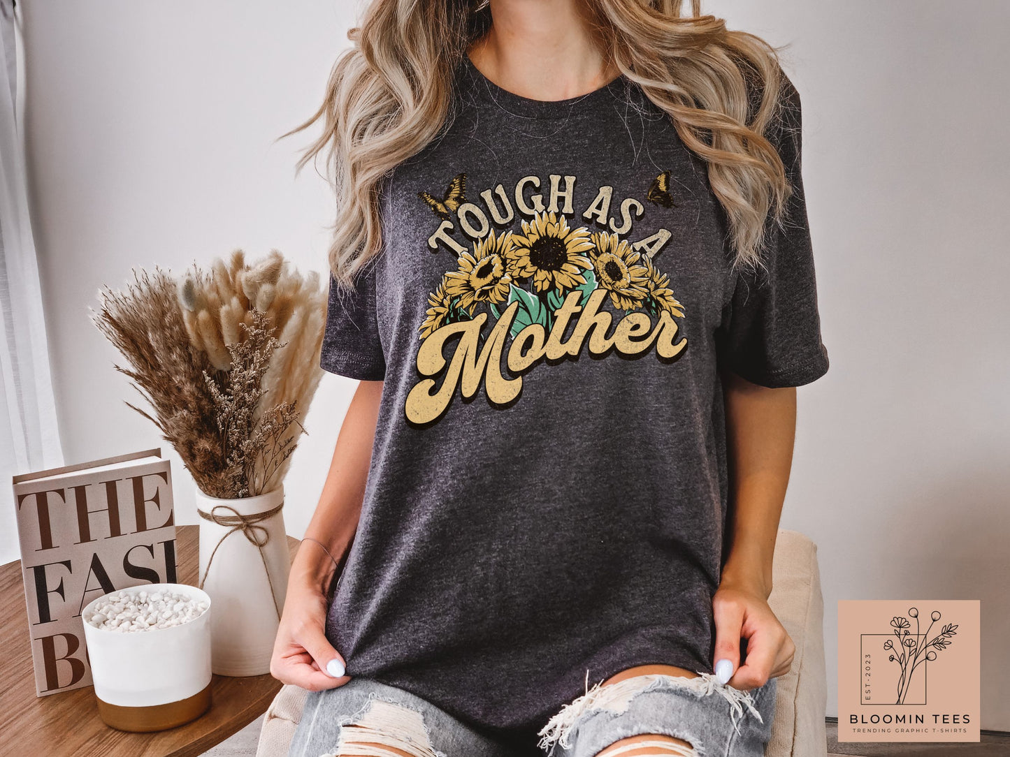 Tough as a Mother Floral Tee, Sunflower Graphic T-Shirt, Gift For Mom, Mother's Day Shirt