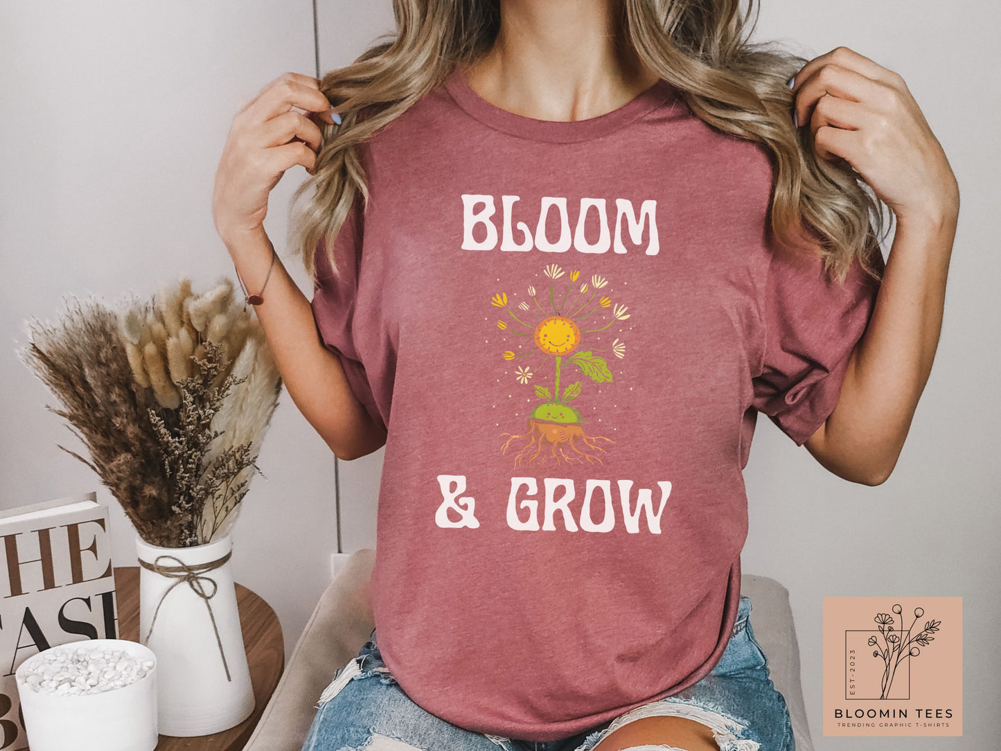 Bloom & Grow Yellow Flower Gift for Her, Cute Cartoon Flower Shirt