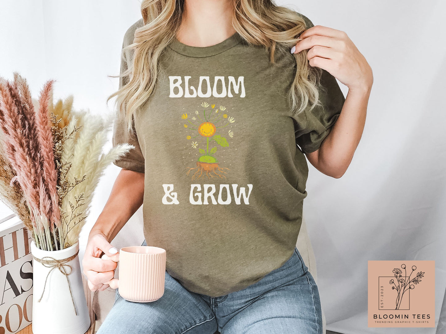 Bloom & Grow Yellow Flower Gift for Her, Cute Cartoon Flower Shirt