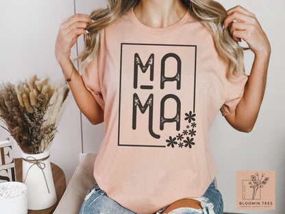 Minimalist Mama Shirt, Oversized Mama T-shirt, Boho Floral Mama Shirt, Mother's Day Graphic Tee, Mom Shirt, Mom Life, Motherhood Tee