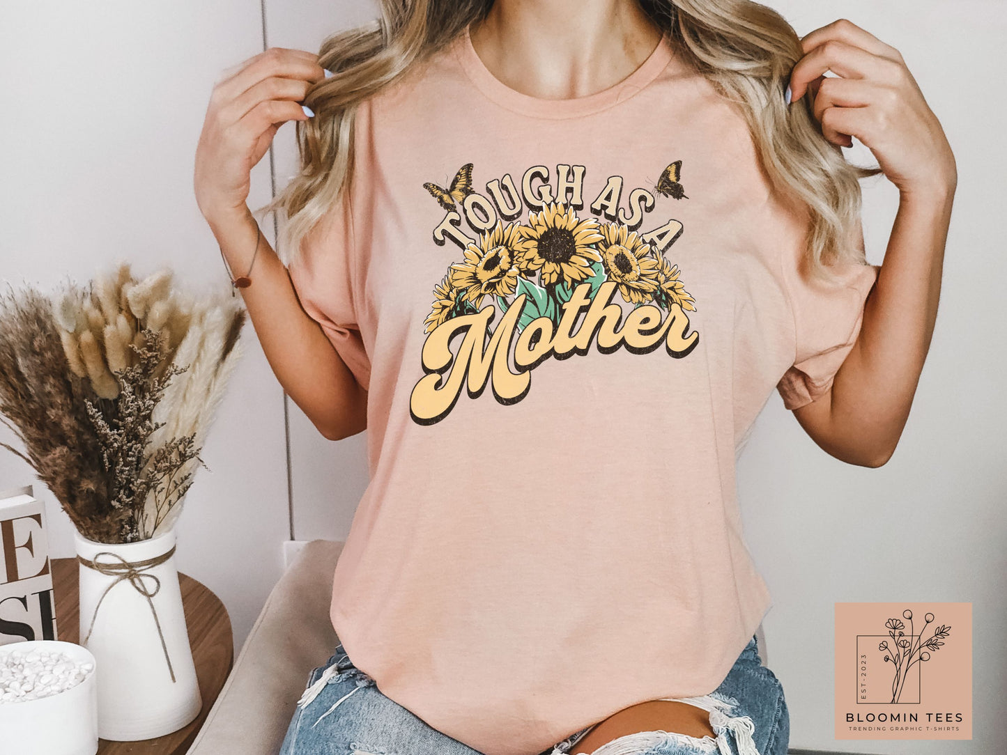 Tough as a Mother Floral Tee, Sunflower Graphic T-Shirt, Gift For Mom, Mother's Day Shirt