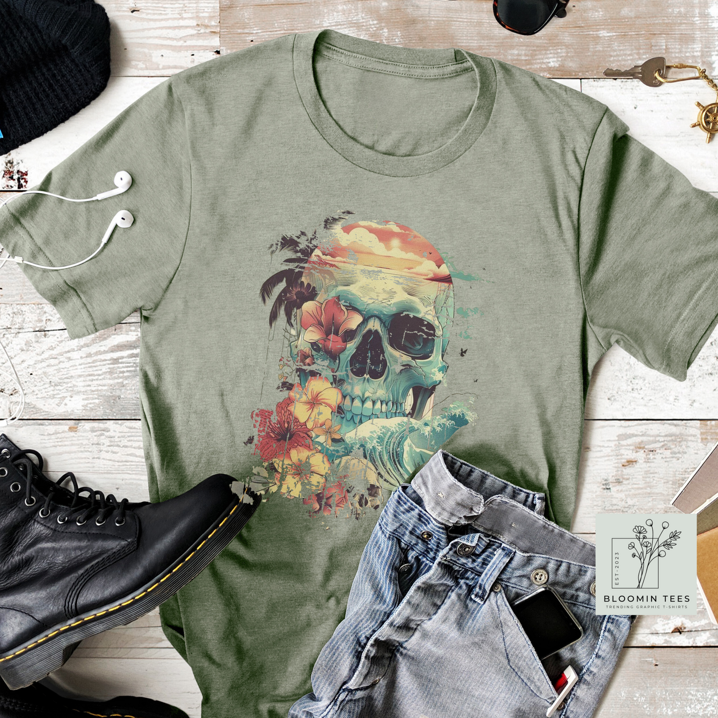 Men's Vintage Beach Skull