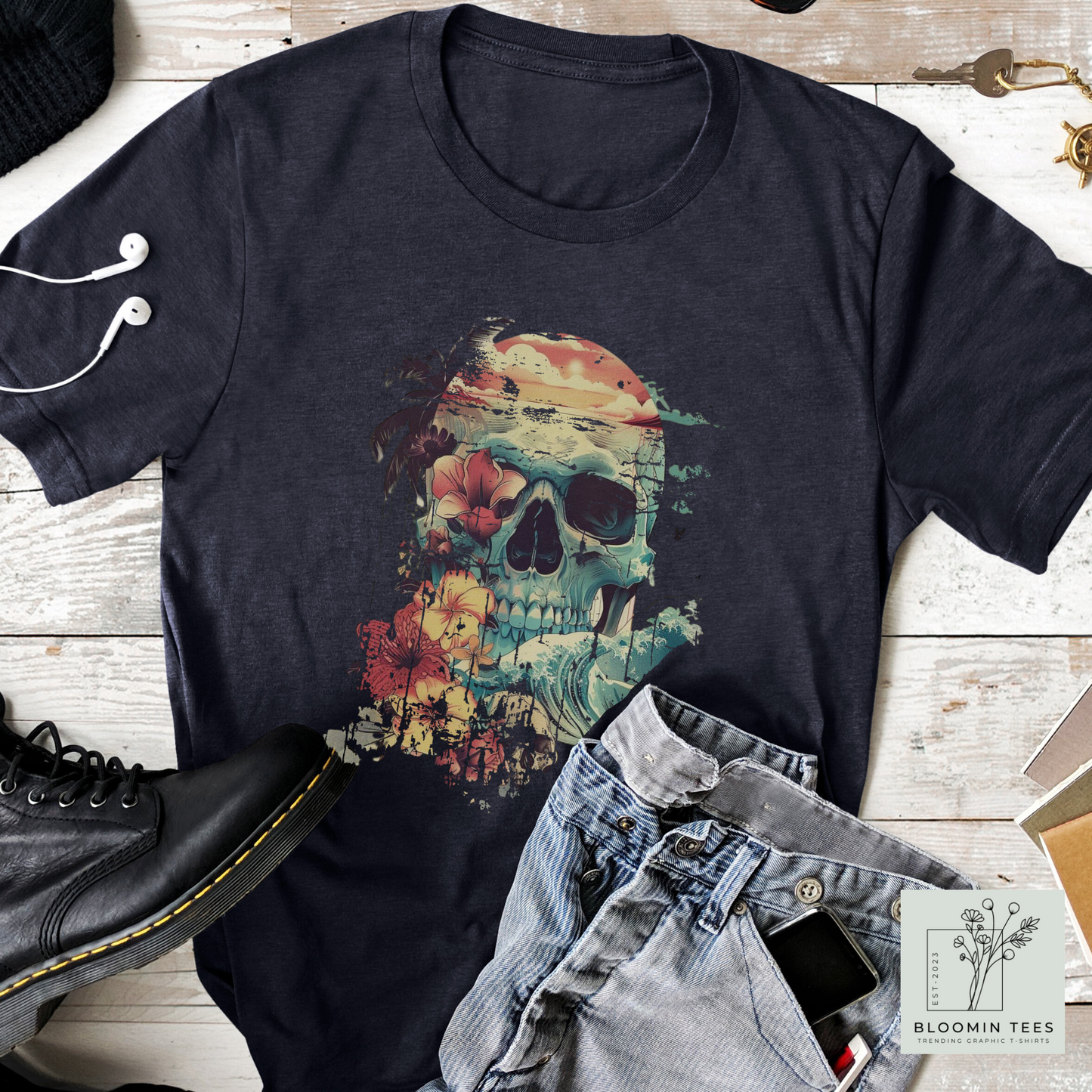 Men's Vintage Beach Skull