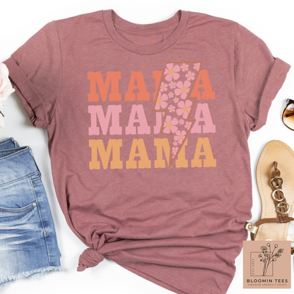 Mama Floral Lightning Bolt Comfort Colors Tee, Not Your Average Mama T-shirt, Mother's Day Tee, Retro Mama Shirt, Motherhood tee, Mom Life